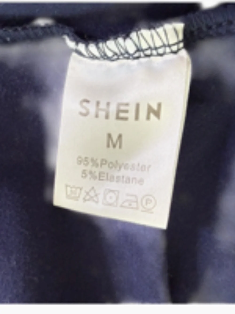 Shein Basic Crew Neck Tight Fit Navy Long Sleeve Crop Top Size M